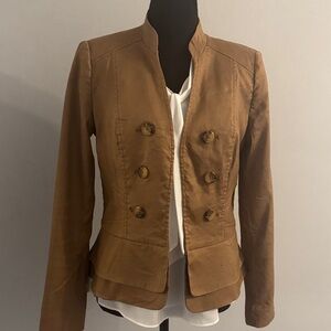 White House Black Market Tan Double-Breasted Linen Blazer